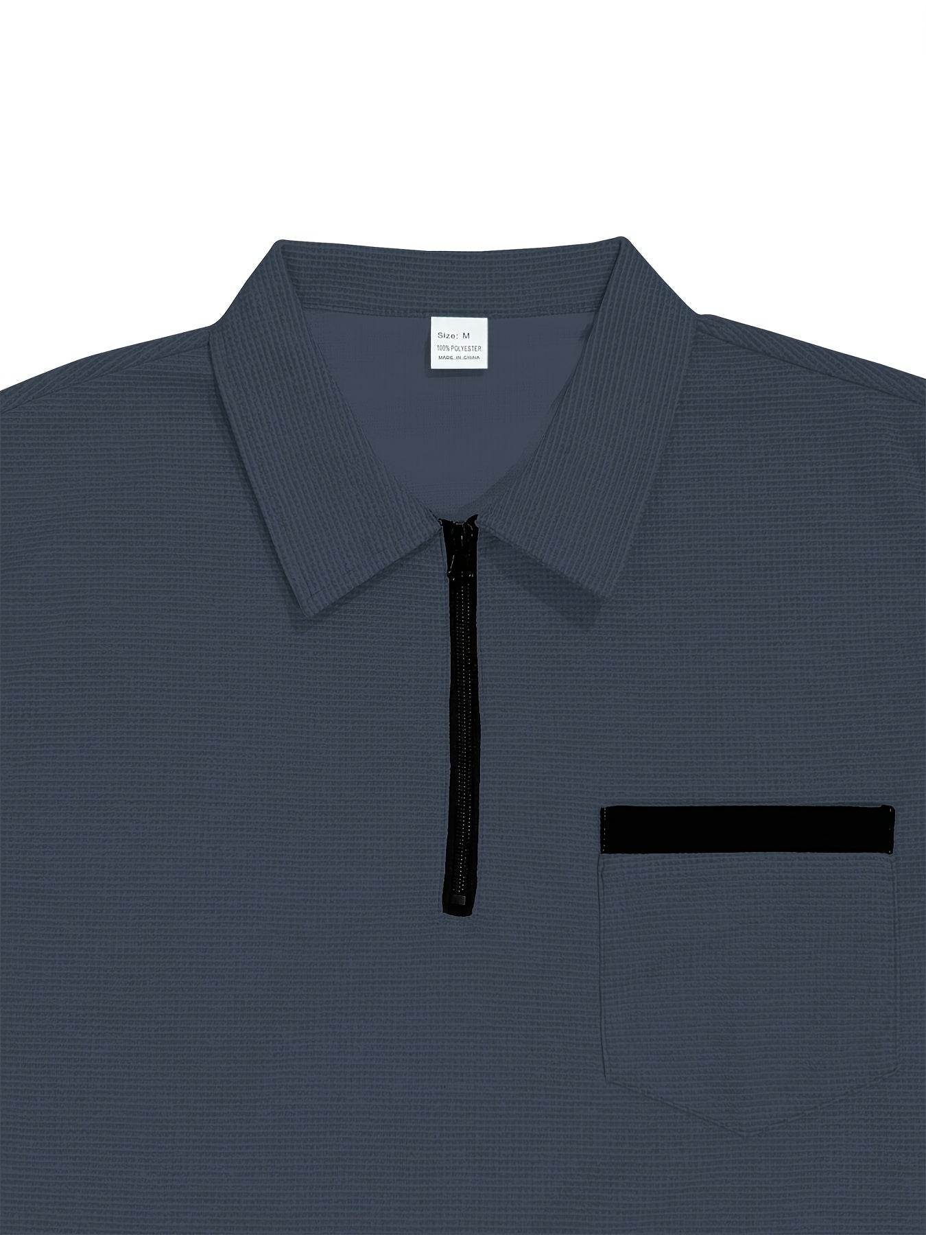 Men's Casual Long-Sleeve Pantsuit - Zipper Detail, Regular Fit, Polyester - Buy Center US