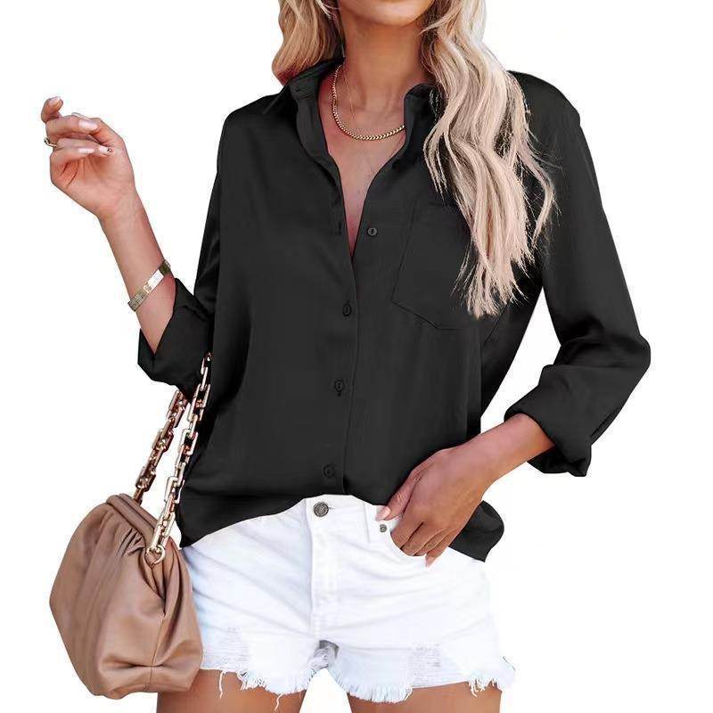 Women's Spring Long Sleeve V-Neck Top - European & American Styles - Buy Center US