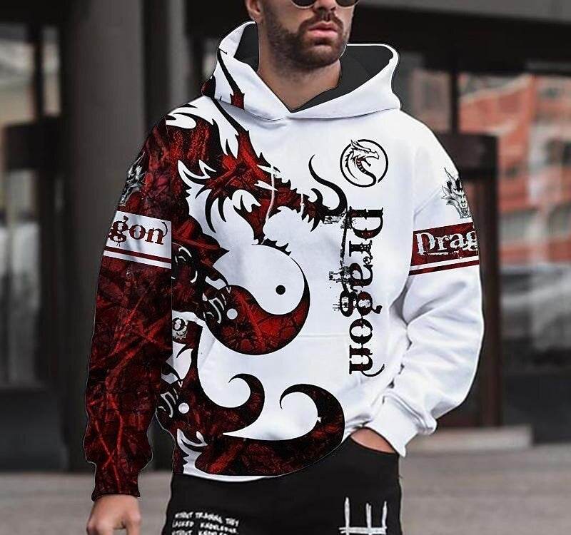 Buycenter Spring 3D Printed Hooded Sweater - Casual Long Sleeve for Men - Buy Center US
