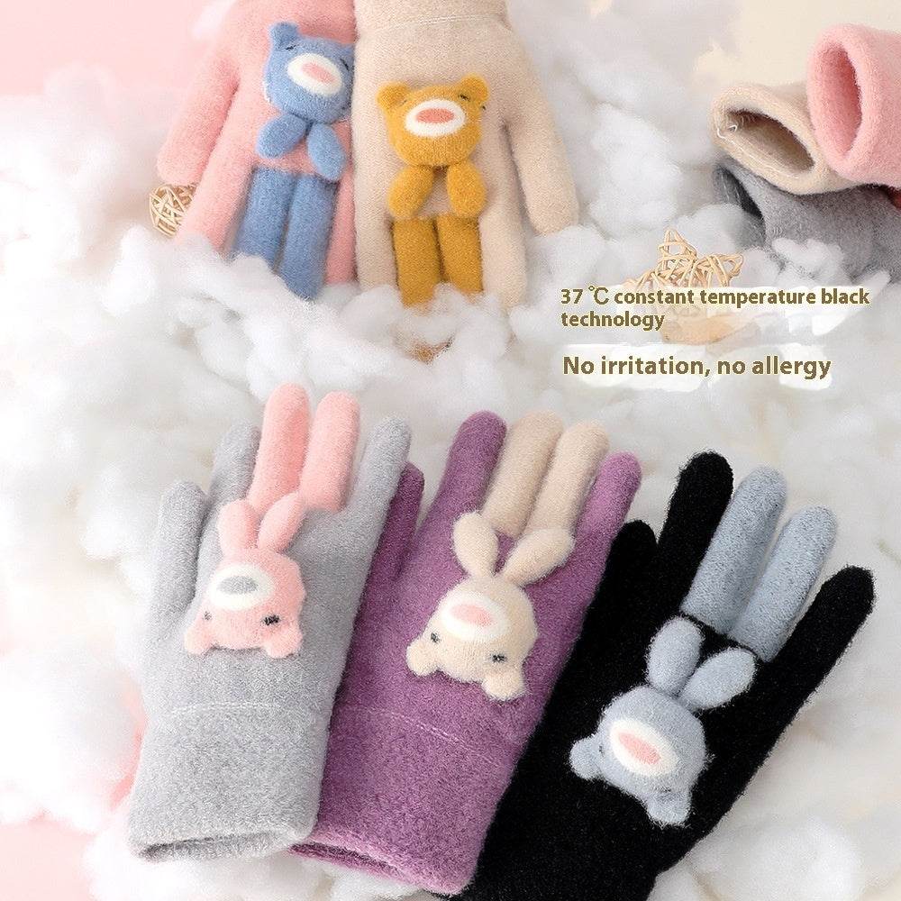 Cartoon Cute Five Finger Gloves - Warm Alpaca for Winter Comfort - Buy Center US