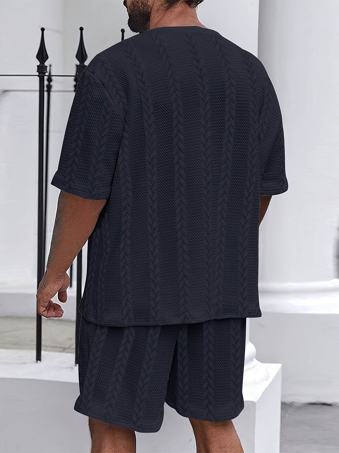 2025 Summer Braided Casual Sports Suit for Men - Polyester, Regular Fit - Buy Center US