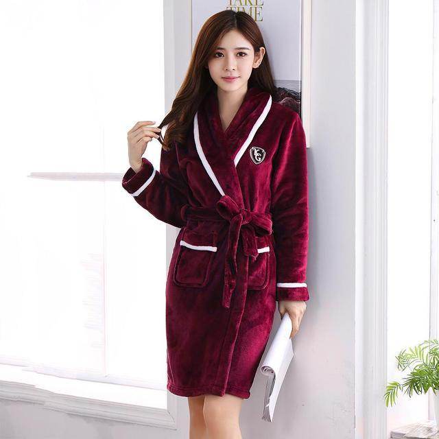 Buycenter Elegant Winter Flannel Robe Gown - Comfortable Casual Sleepwear - Buy Center US