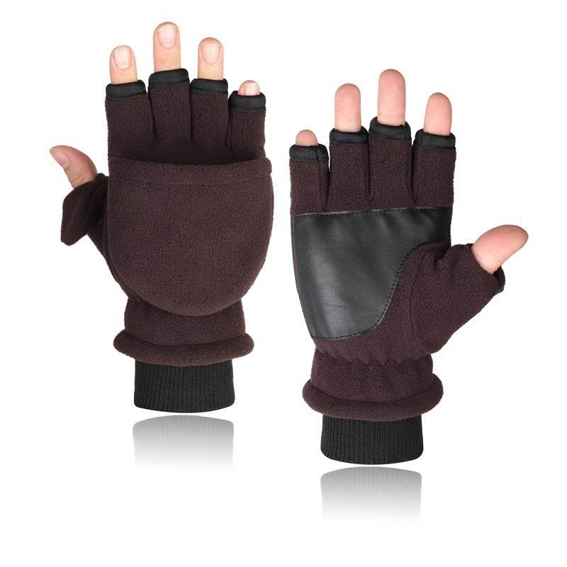 Buycenter Double-Layer Velvet Gloves - Touch Screen Half Finger Design - Buy Center US