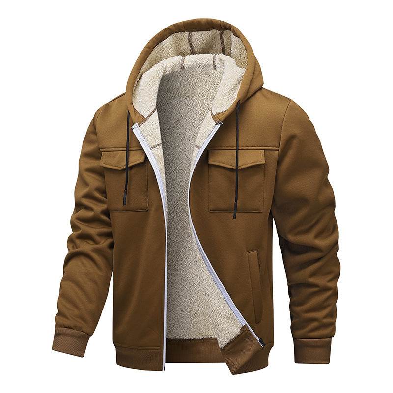 Buycenter Fleece-Lined Leisure Coat - Korean Style Hooded Cardigan - Buy Center US