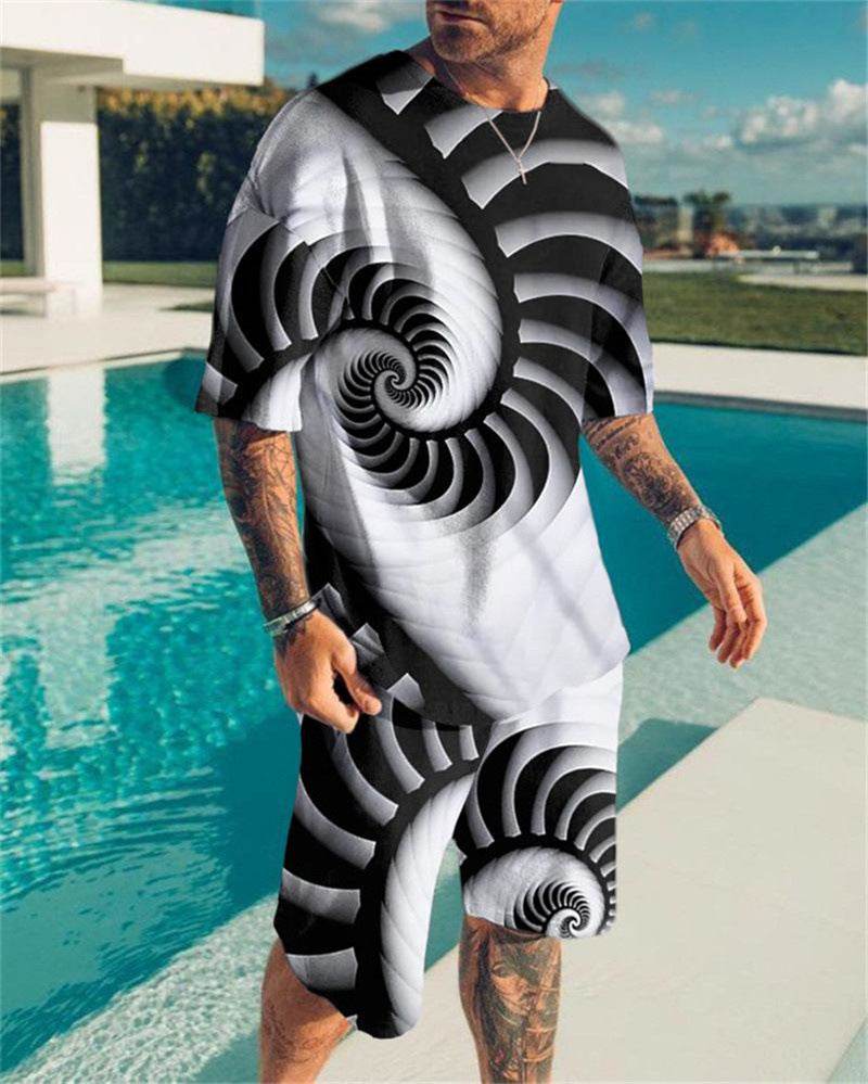 Simple Men's 3D Print Oversized Shirt & Shorts Set - Comfortable Style - Buy Center US