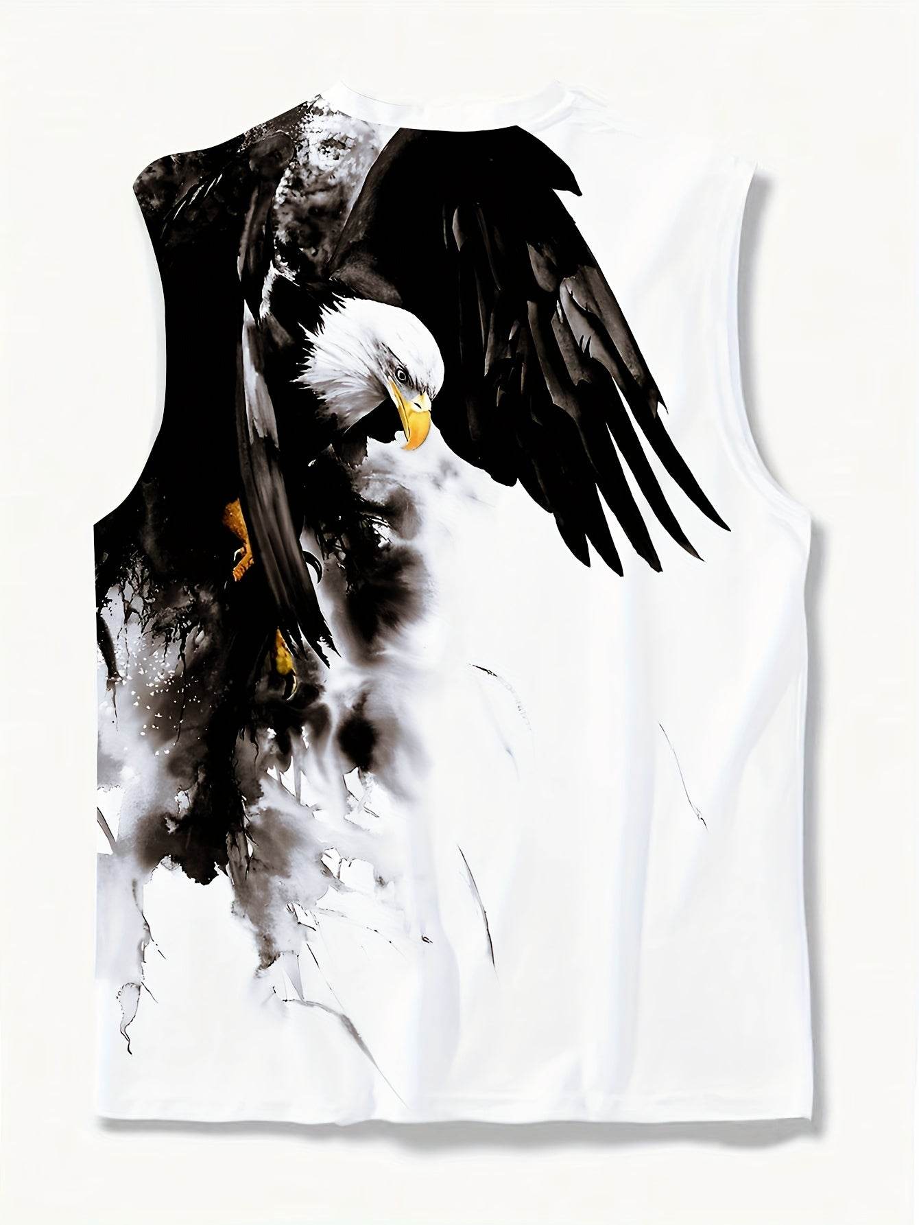 Tiliya Select Men's 3D Eagle Print Tank Top - Breathable Summer Workout Shirt - Buy Center US