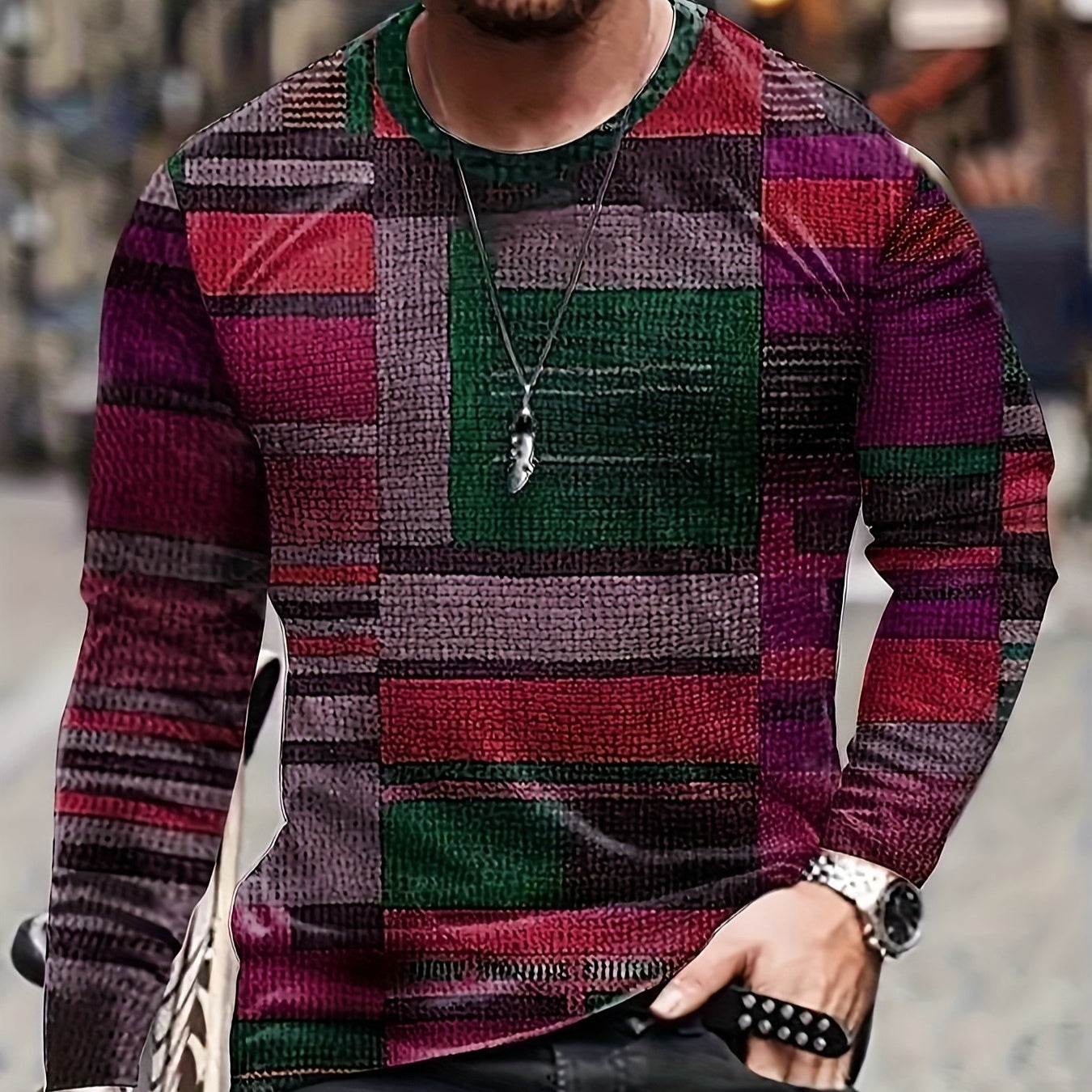 Design Trend Men's 3D Digital Printed Top - Long Sleeve, Slim Fit Style - Buy Center US