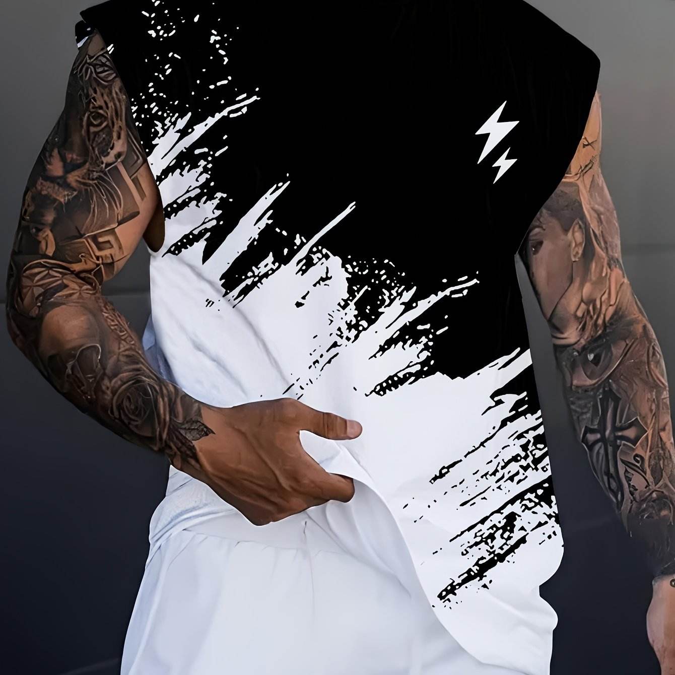 Ti Lixia Gradient 3D Printing Men's Vest - Comfortable Sleeveless Casual T-Shirt - Buy Center US