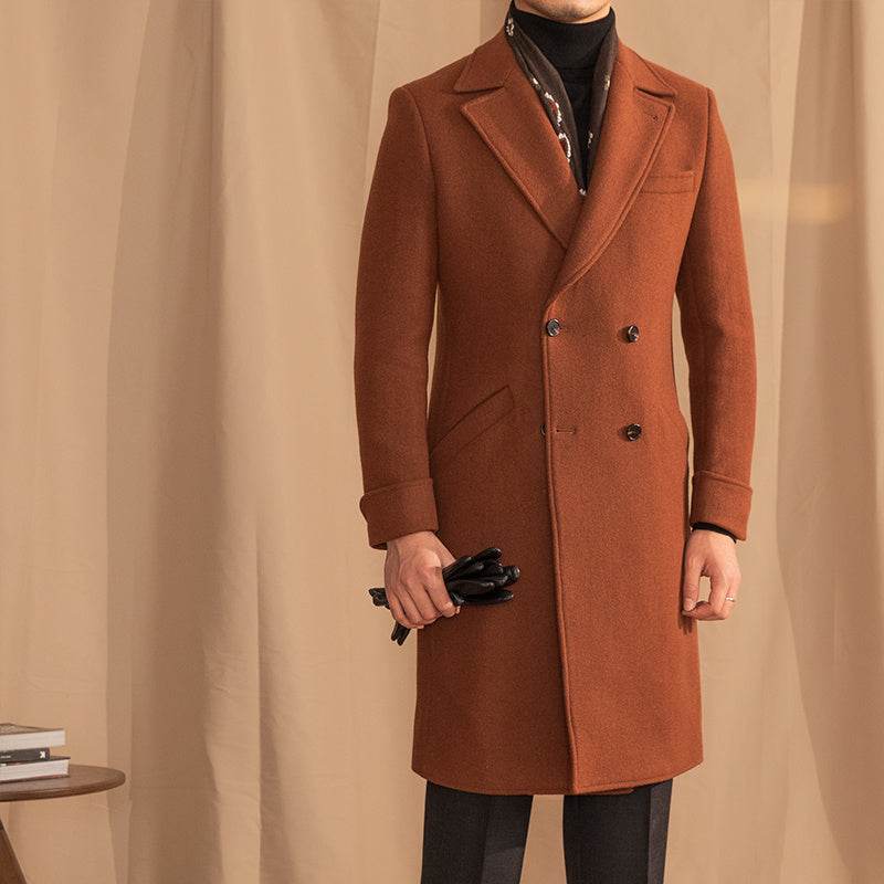 Buycenter Double-Breasted Mid-Length Wool Overcoat - Stylish & Warm - Buy Center US