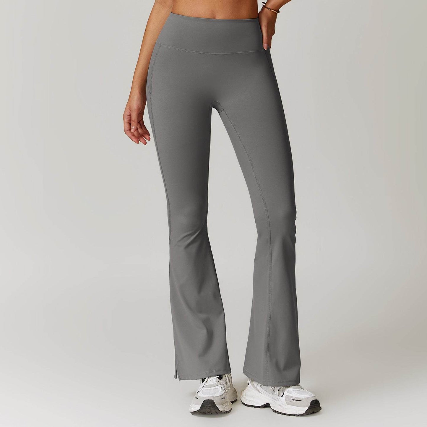 Skinny Peach Bell-Bottom Yoga Pants - Advanced Black & Romantic Purple - Buy Center US