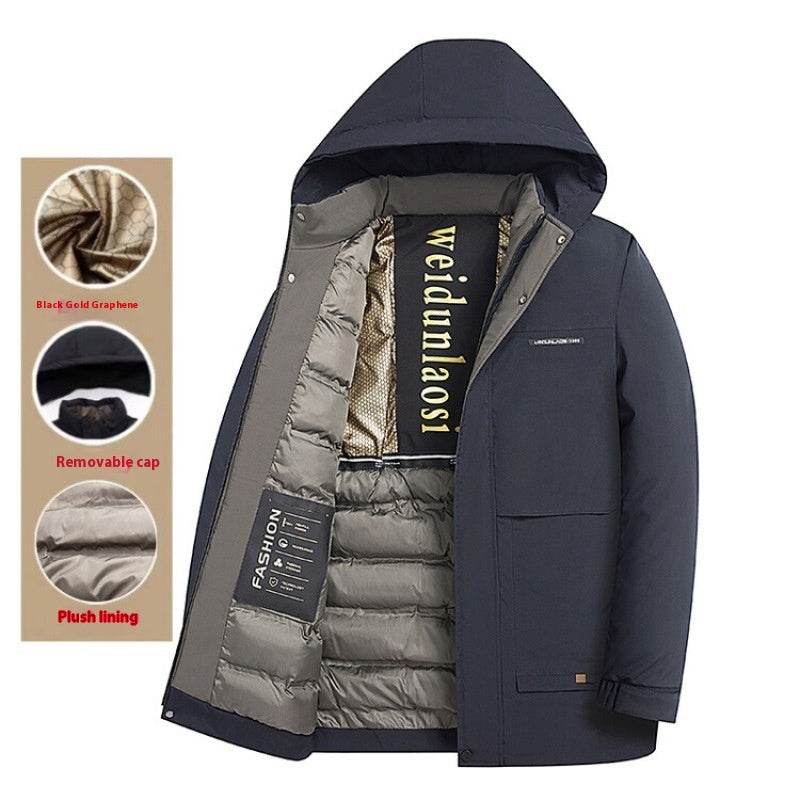 Buycenter Men's Thick Velvet Padded Jacket - Winter Business Casual Coat - Buy Center US