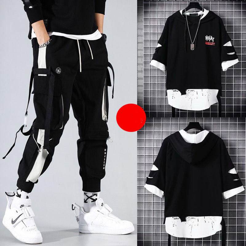 Buycenter Loose Hip-Hop Overalls for Men - Summer Fashion with Hood - Buy Center US