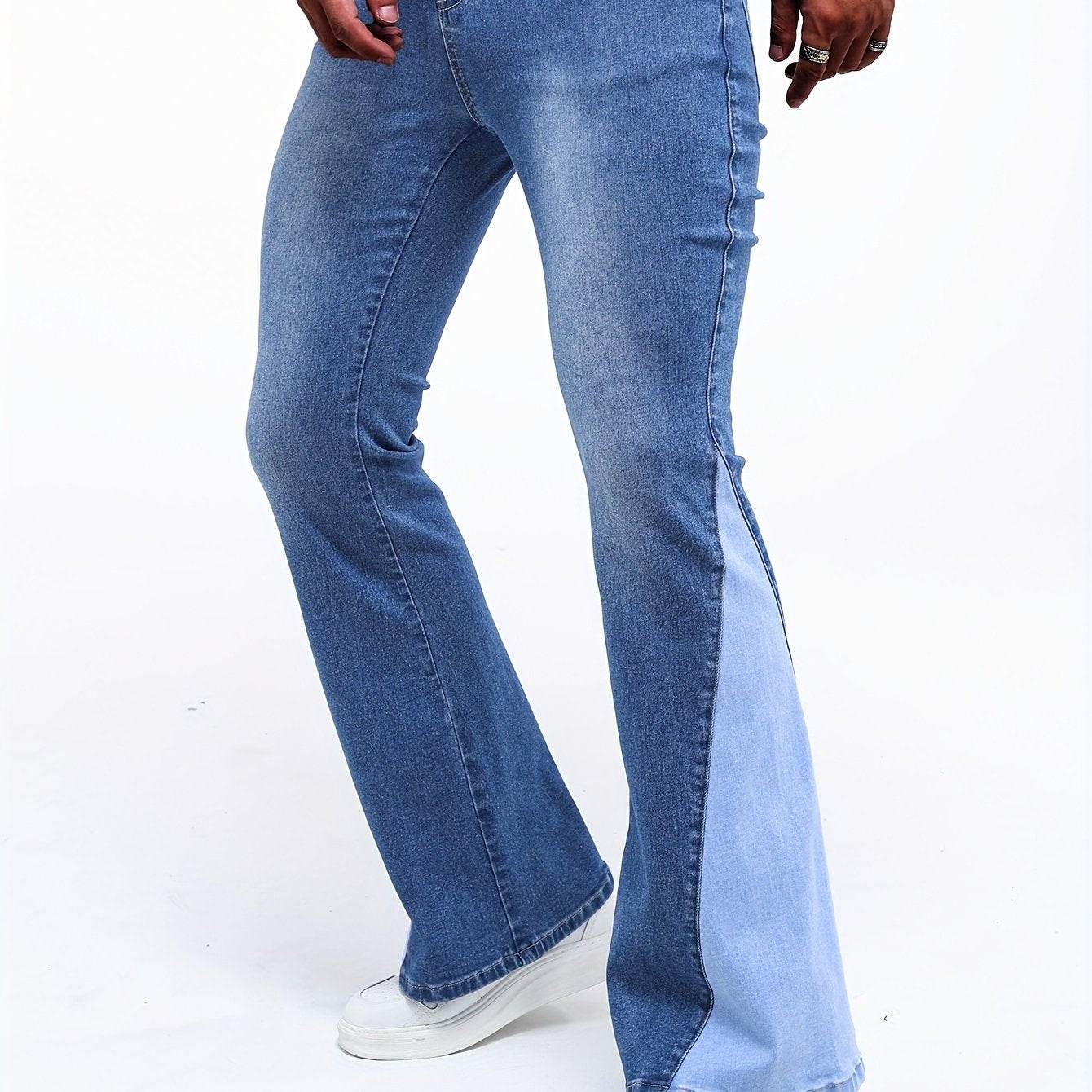 Men’s Classic Stretch Flare Jeans - Slim Fit Denim, Solid Washed Design - Buy Center US