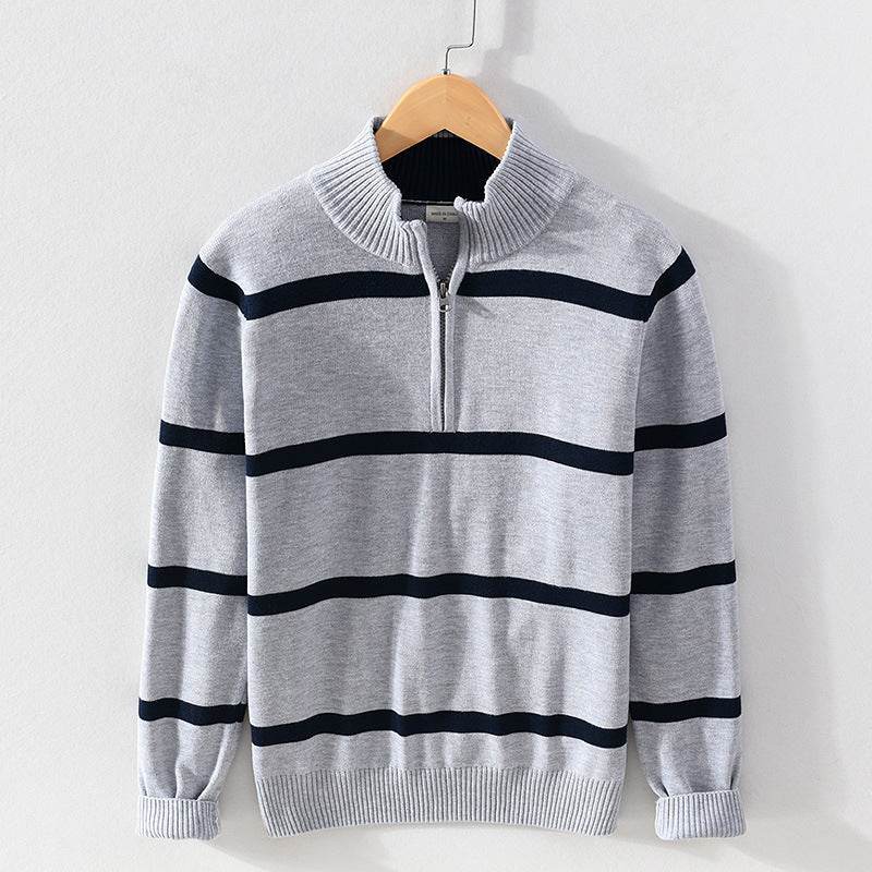 Men's Cotton Wool Half Zipper Sweater - Casual Slim Fit Pullover - Buy Center US