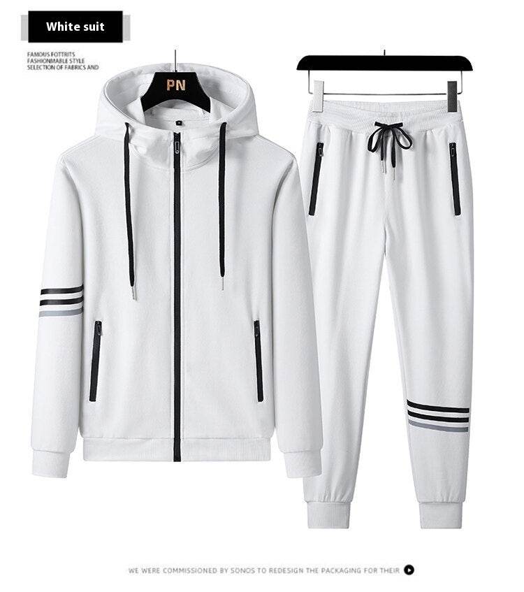 Buycenter Men's Casual Hooded Sweater Trousers Set - Pure Cotton, Sports Style - Buy Center US