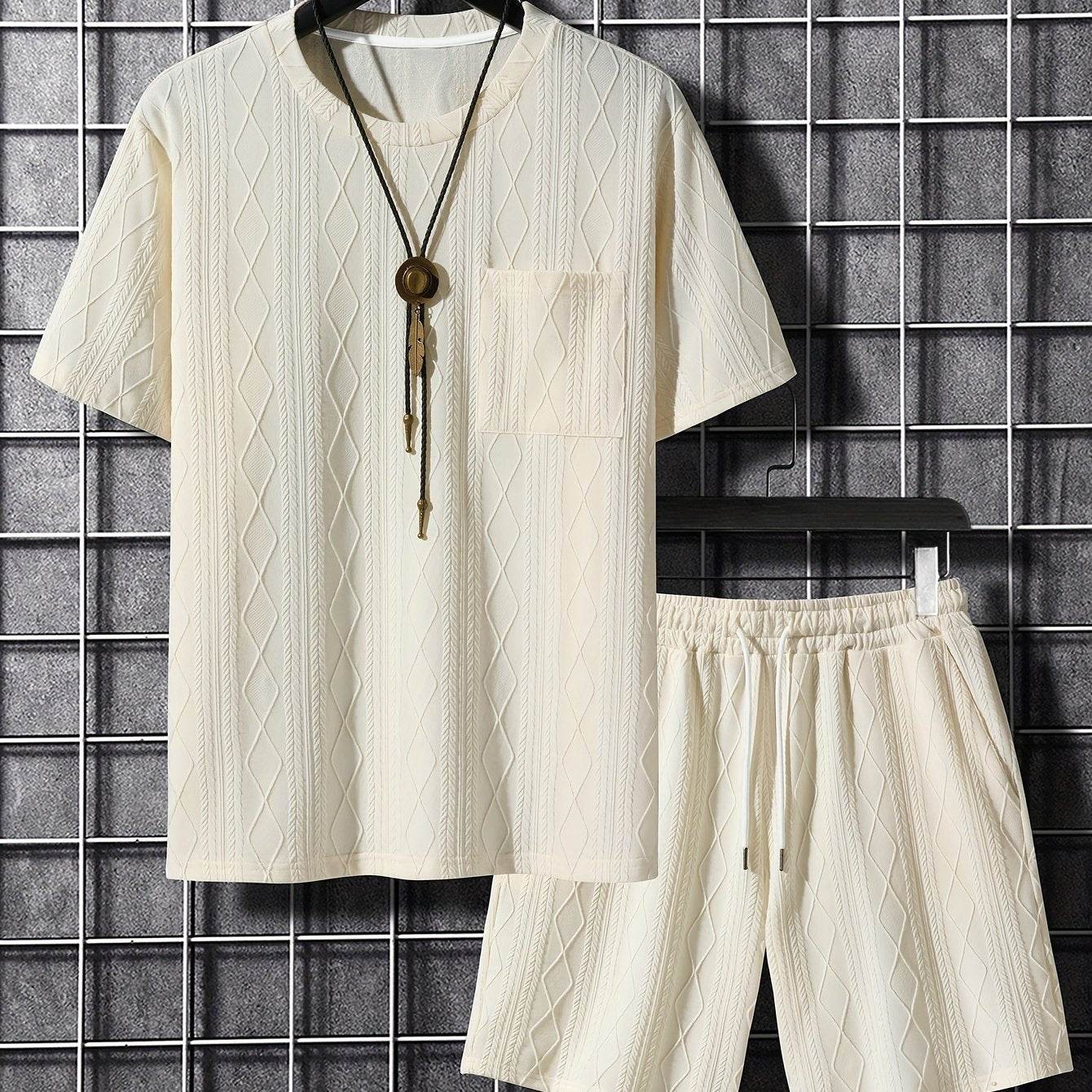 Men's Casual Outfit - Solid Color, Stretchy Knit Fabric for All Seasons - Buy Center US