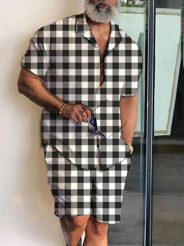 Buycenter Men's Floral 3D Printed Polo Shirt & Shorts Suit - Slim Fit - Buy Center US
