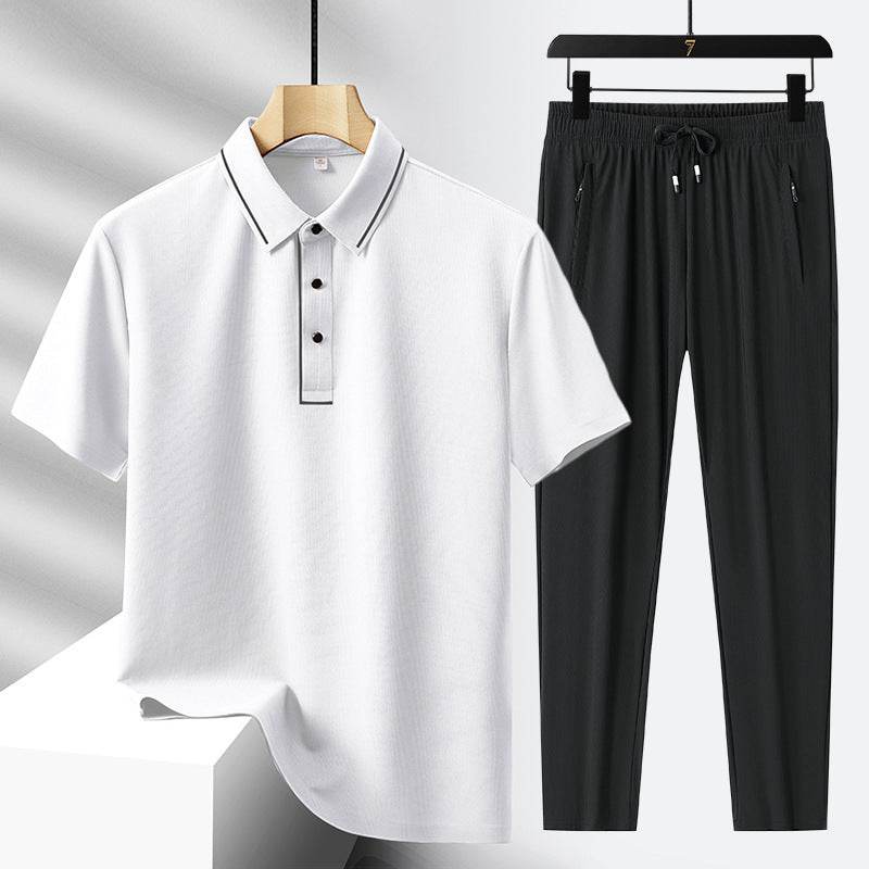 Buycenter Men's Light Luxury Polo Shirt & Trousers Sports Leisure Suit - Buy Center US