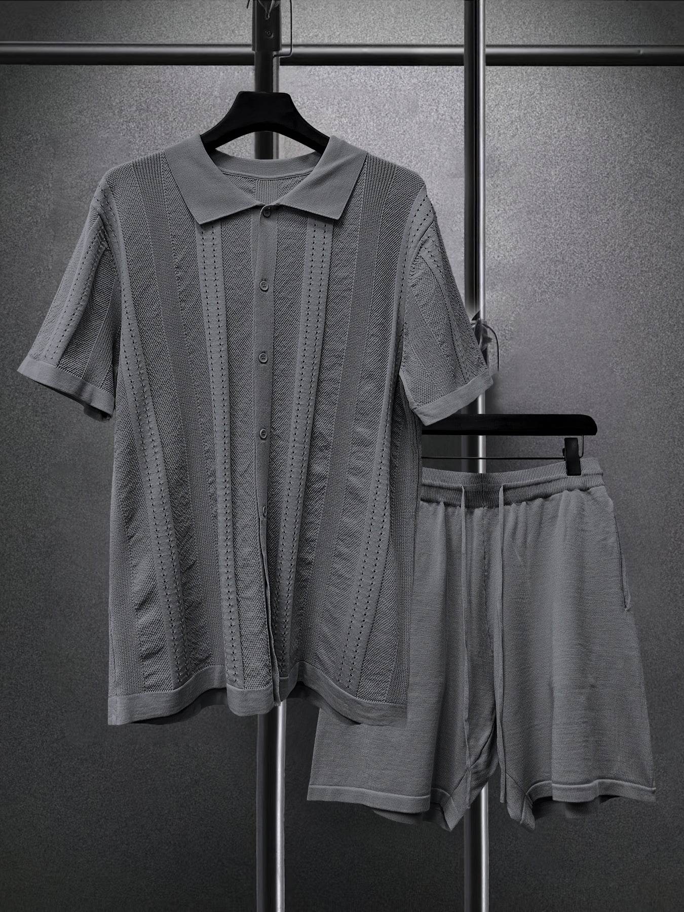 Men's Short-Sleeved Shirt and Shorts Suit - Casual Spring Fashion Set - Buy Center US