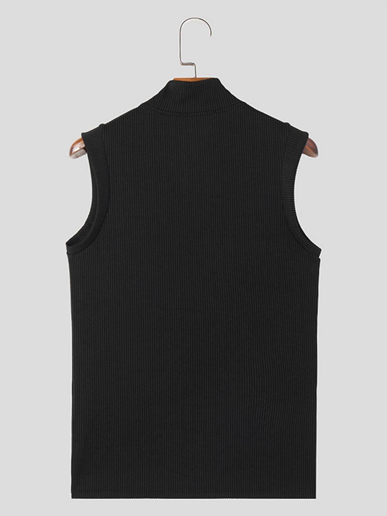 Men's Sleeveless Knit Tank Top - White V-Neck, Slim Fit Casual Wear - Buy Center US