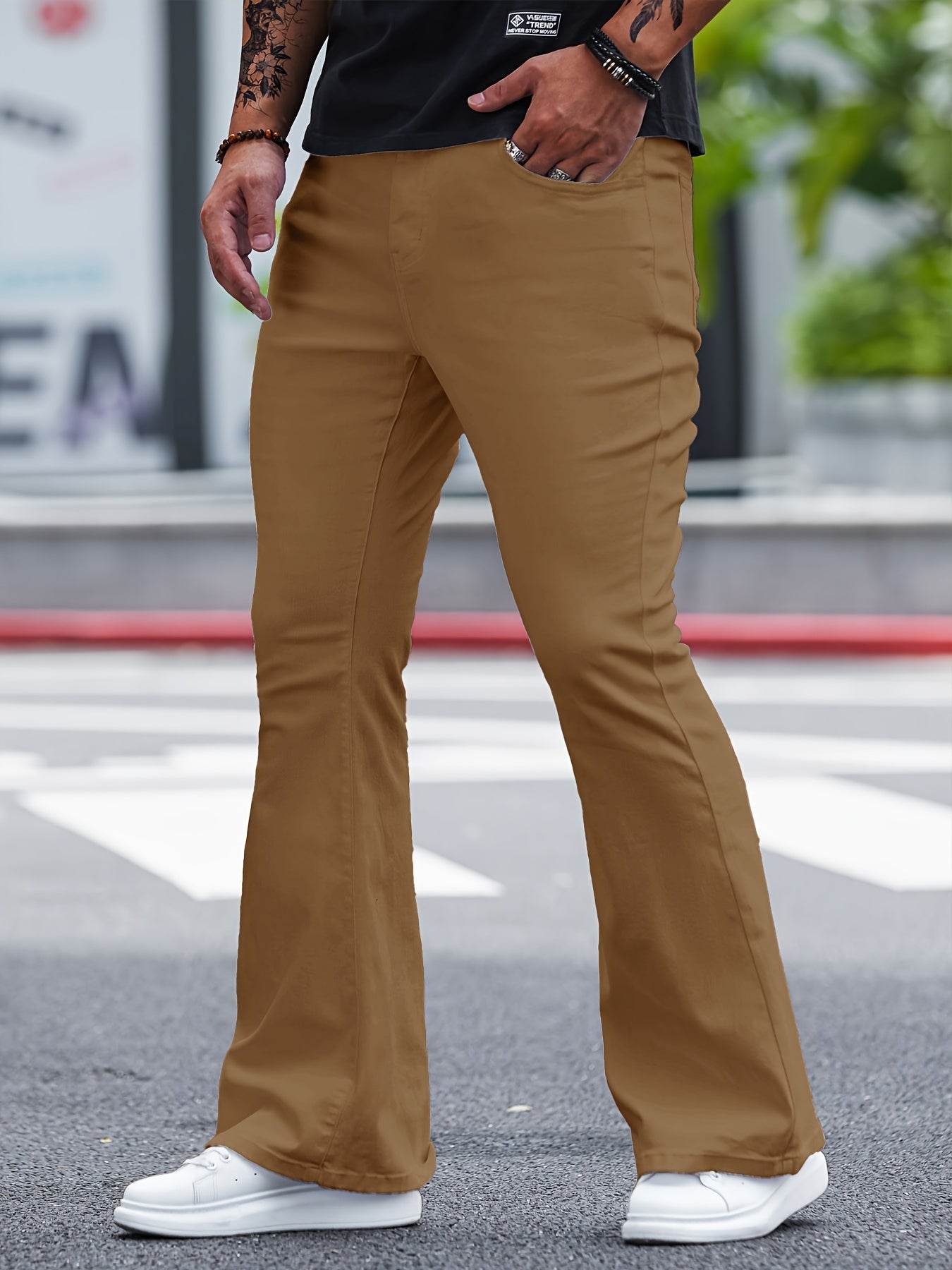 Men's Slim-Fit Solid Denim Pants - Casual Cotton Jeans for Outdoor Use - Buy Center US