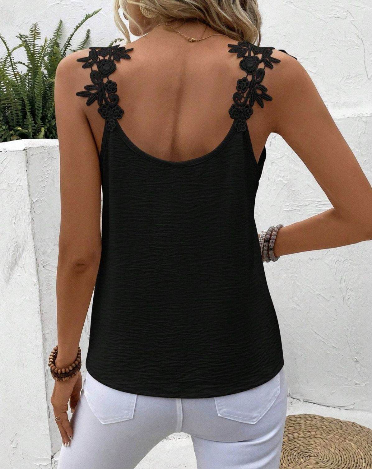 Women's Solid Color V-Neck Sling Top - Casual Patchwork Loose Fit - Buy Center US
