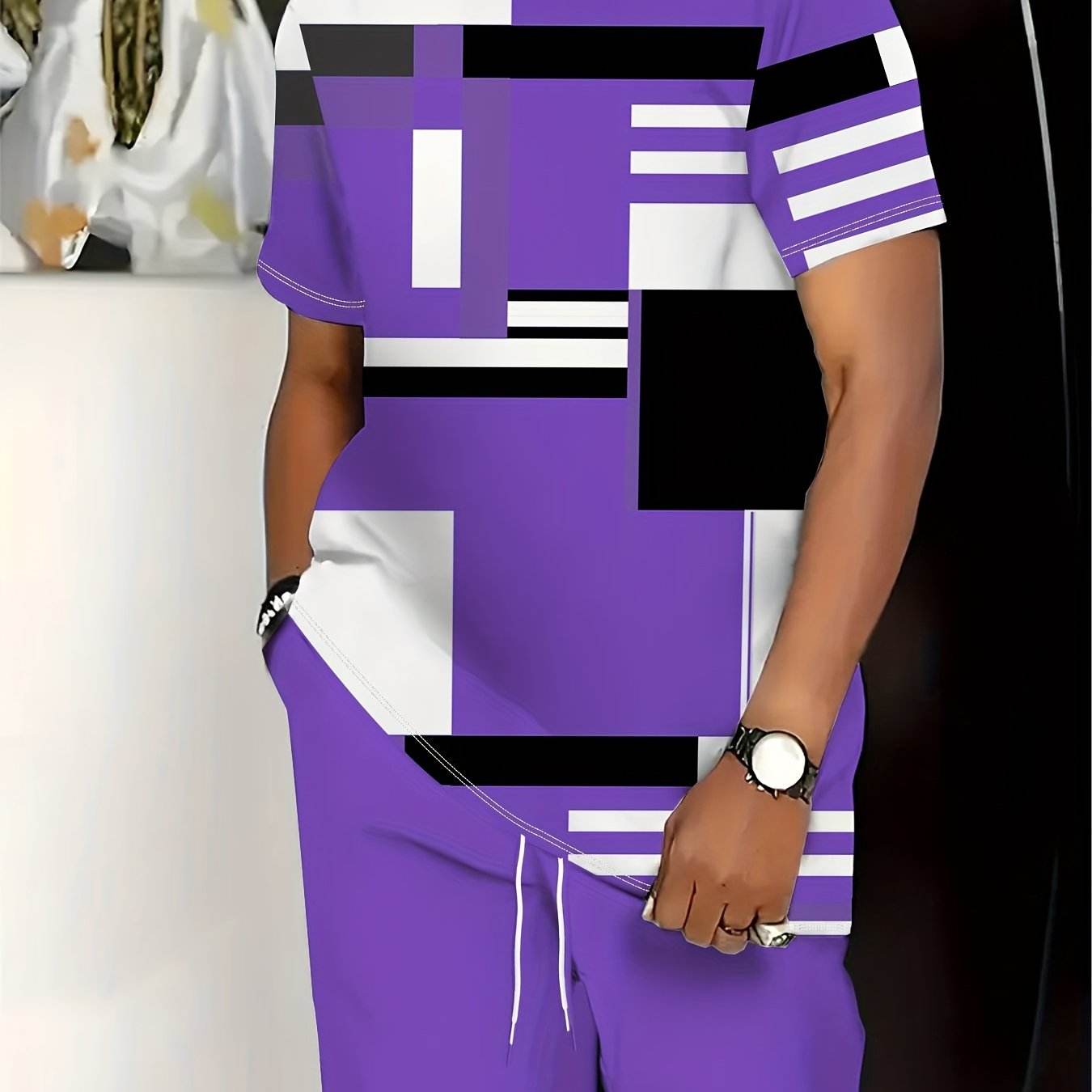 Men's Casual Two-Piece Suit - Short-Sleeved Trousers & Top Set - Buy Center US