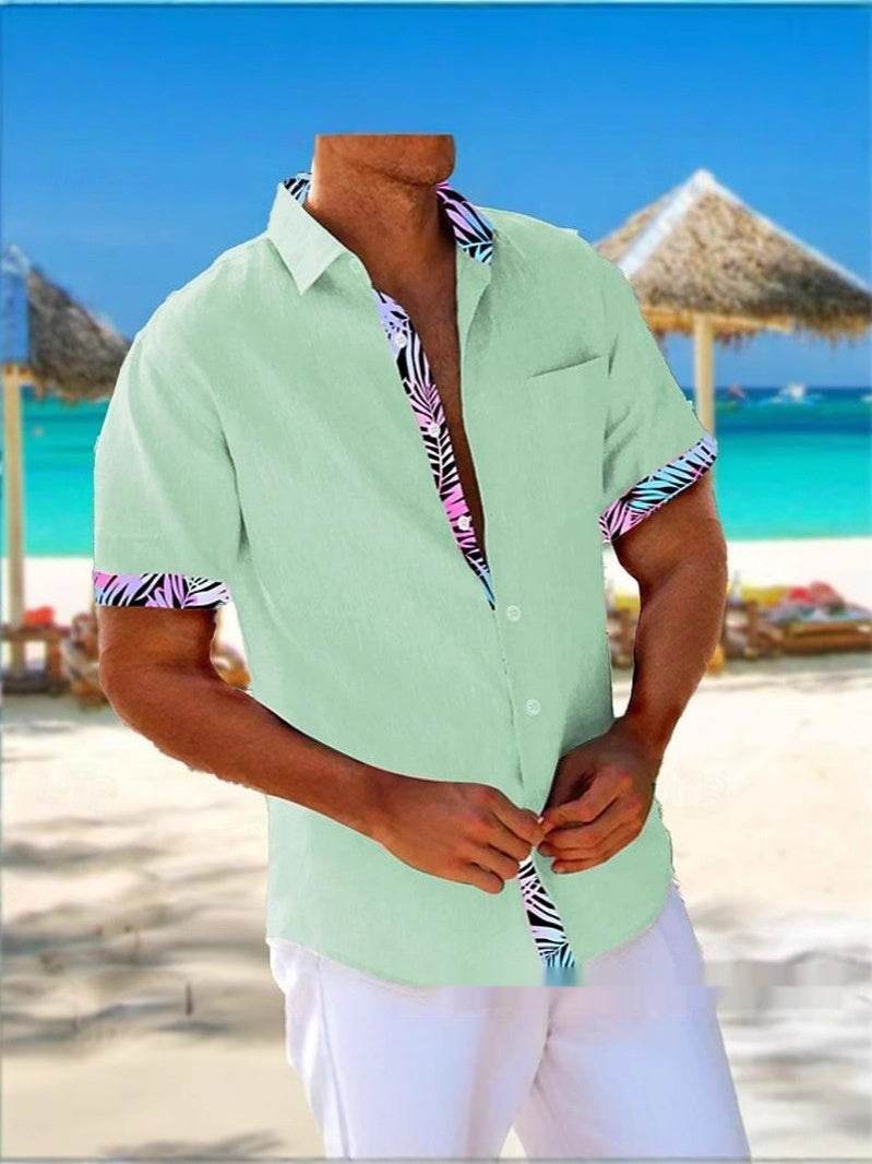 Buycenter Men's Beach Striped Casual Shirt - Loose Fit, Cartoon Design - Buy Center US