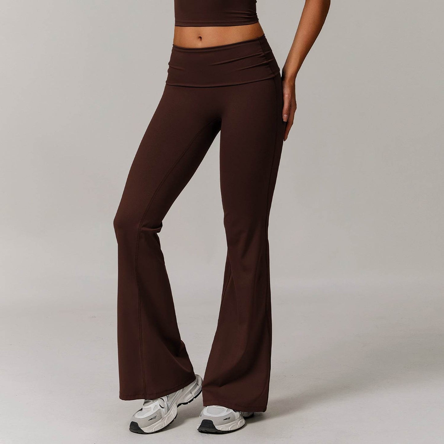 Women's High Waist Yoga Pants - Casual, Folding Design for Fitness - Buy Center US