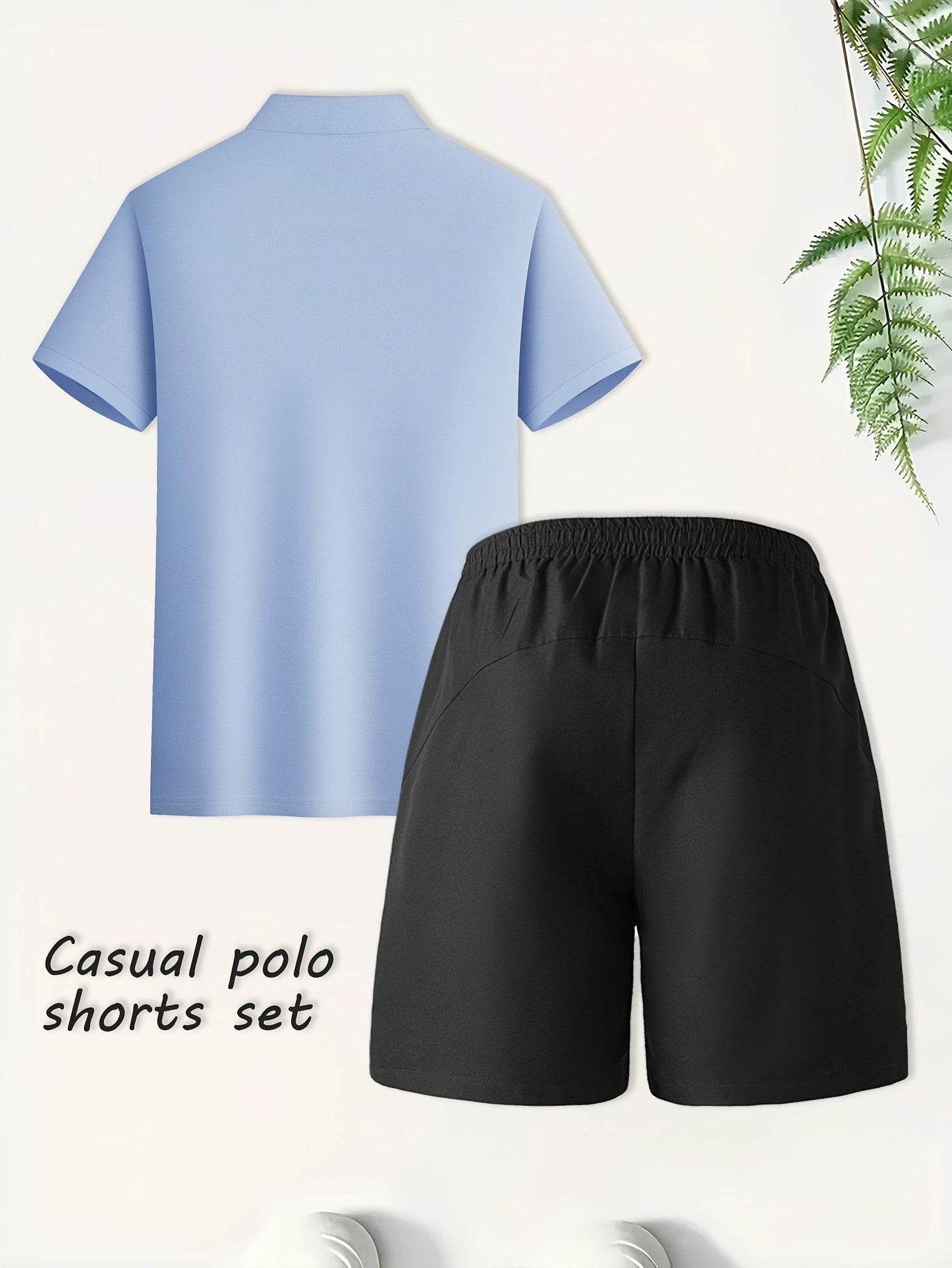 Men's Summer Black Polo & Shorts Set - Casual Golf Style, Loose Fit - Buy Center US