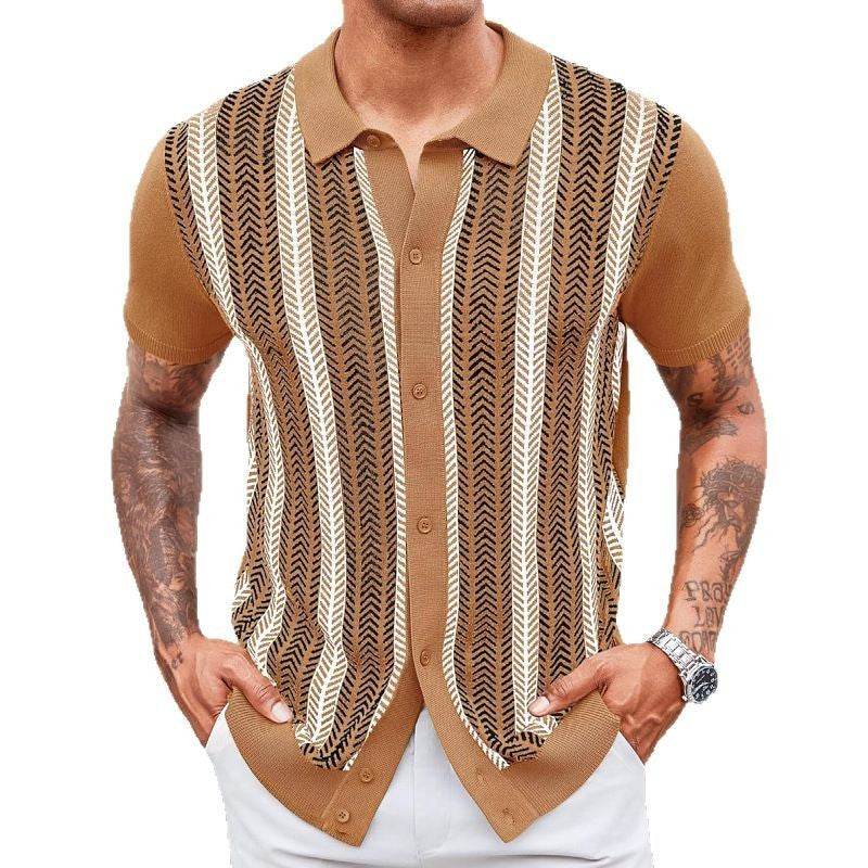 Men's Casual Striped Jacquard Sweater - Stylish Tencel for Summer - Buy Center US