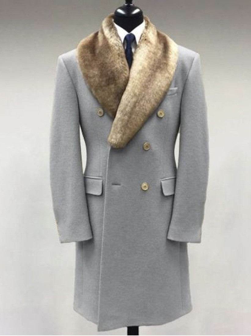 Buycenter Men's Mid-length Woolen Polo Coat - Casual Solid Color Slim Fit - Buy Center US