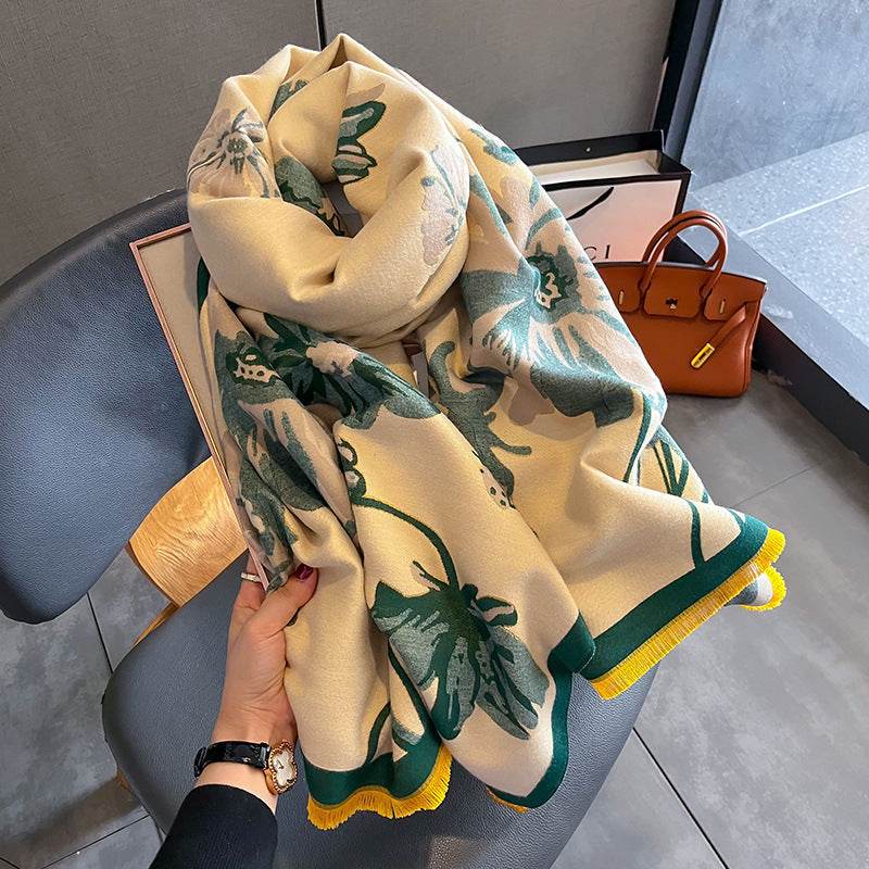 Cozy Double-sided Winter Scarf - Thicken Imitation Cashmere Shawl - Buy Center US