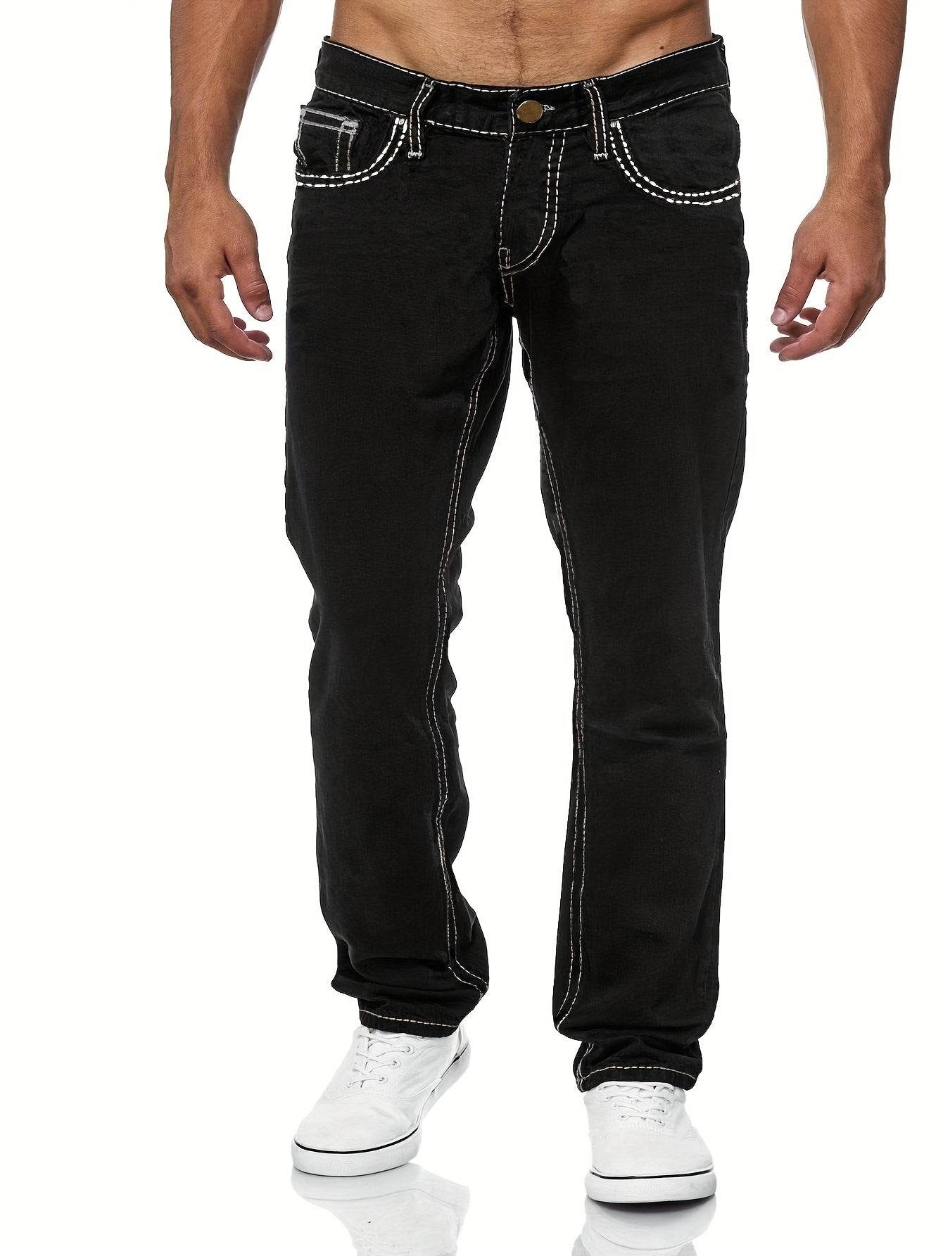 Men's Slim Fit Stretch Denim Jeans - Street Style for All Seasons - Buy Center US