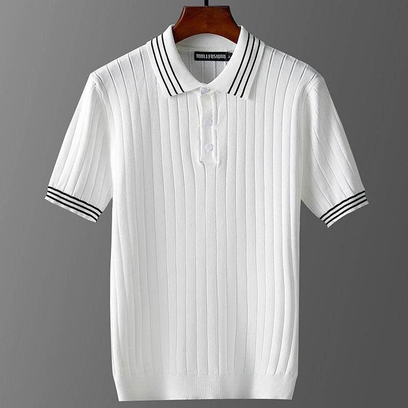 Men's Ice Silk Polo Sweater - Thin Lapels, Comfort Fit, Sizes L to 7XL - Buy Center US