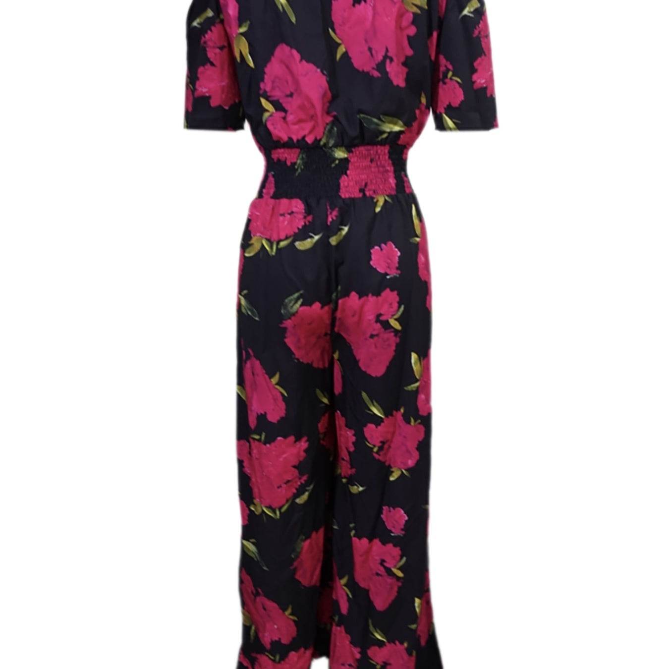 Ladies' One Shoulder Floral Print Jumpsuit - Waist Cinching Casual Style - Buy Center US