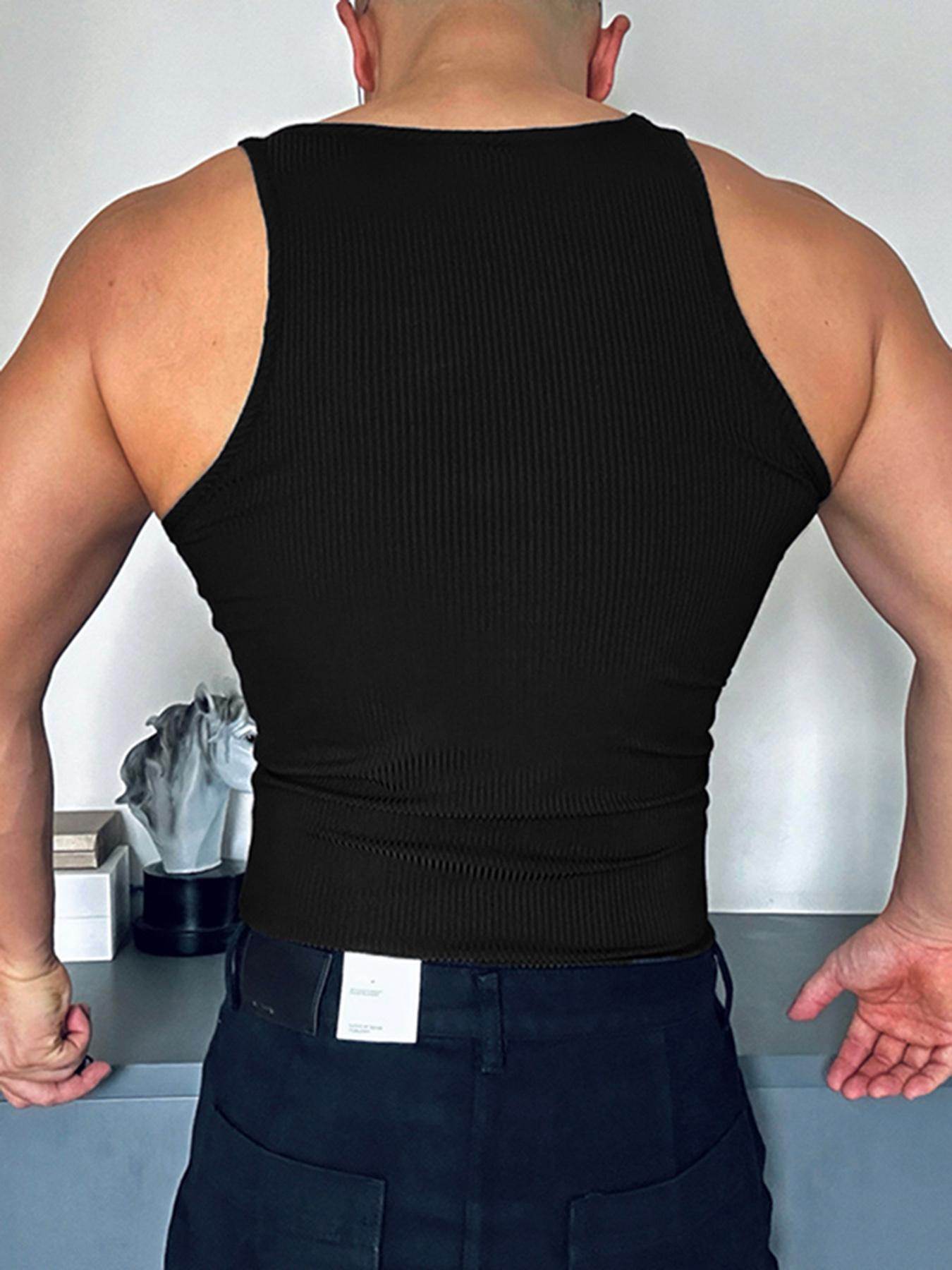 Men's Slim Fit Zip-Up Tank Top - Casual White Vest with Ribbed Texture - Buy Center US