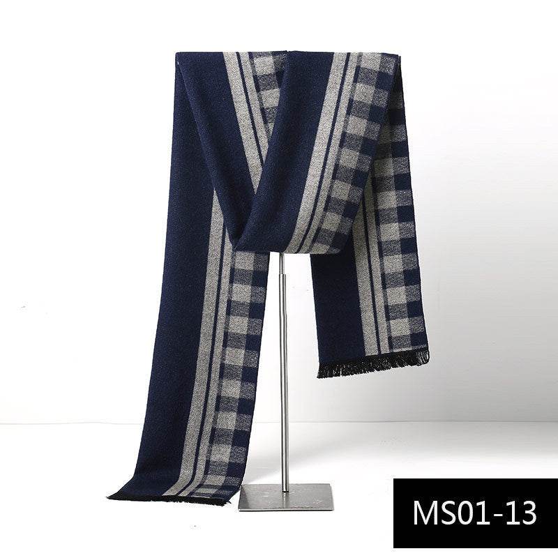 Buycenter Men's Cashmere Warm Scarf - Stylish Grid Design for Autumn - Buy Center US