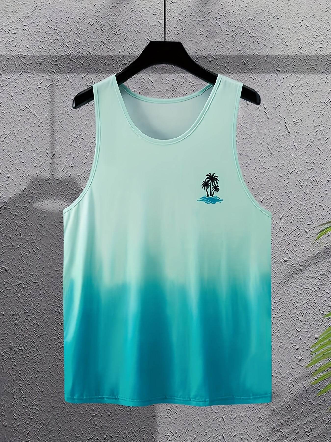 Men’s Gradient Tank Top - Casual Slim Fit, High Stretch Polyester - Buy Center US