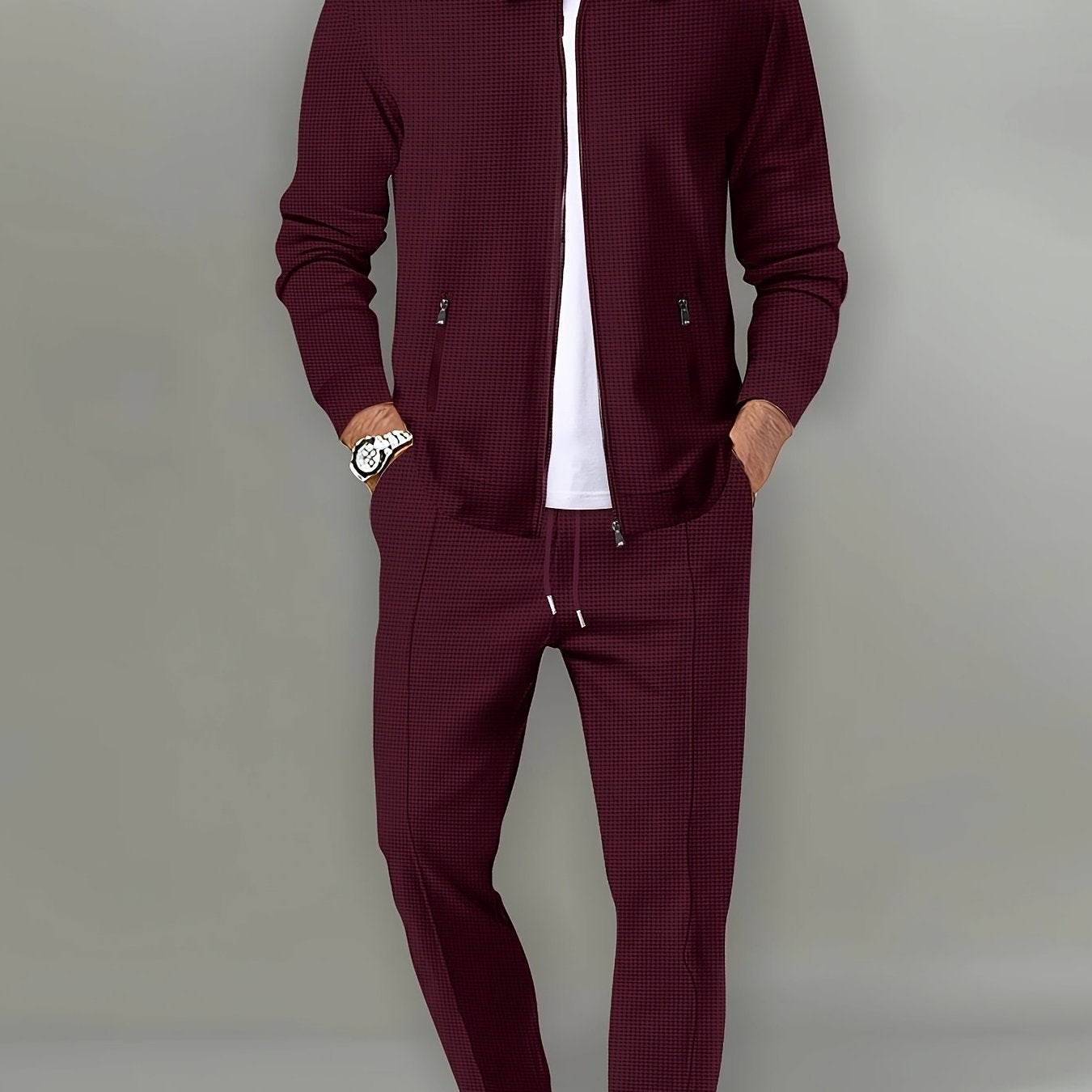 Casual September Jacket and Pants Set - Long Sleeve, Solid Color - Buy Center US