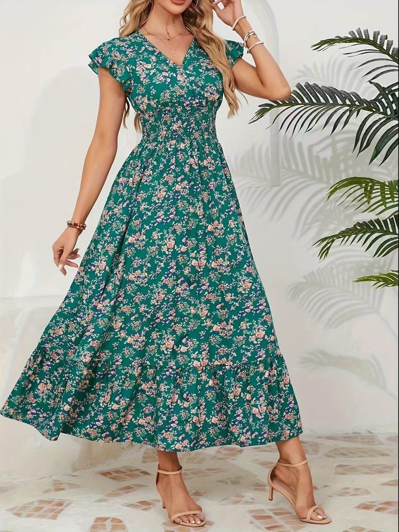 Fashion Floral Long Sleeve Swing Dress - Japanese & Korean Casual Style - Buy Center US