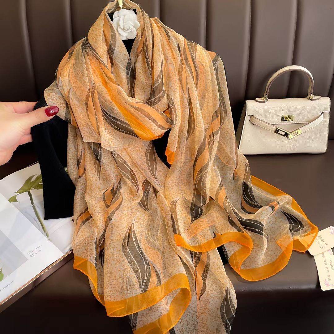 Elegant Long Silk Scarf - Mysterious Forest Design for Spring Fashion - Buy Center US