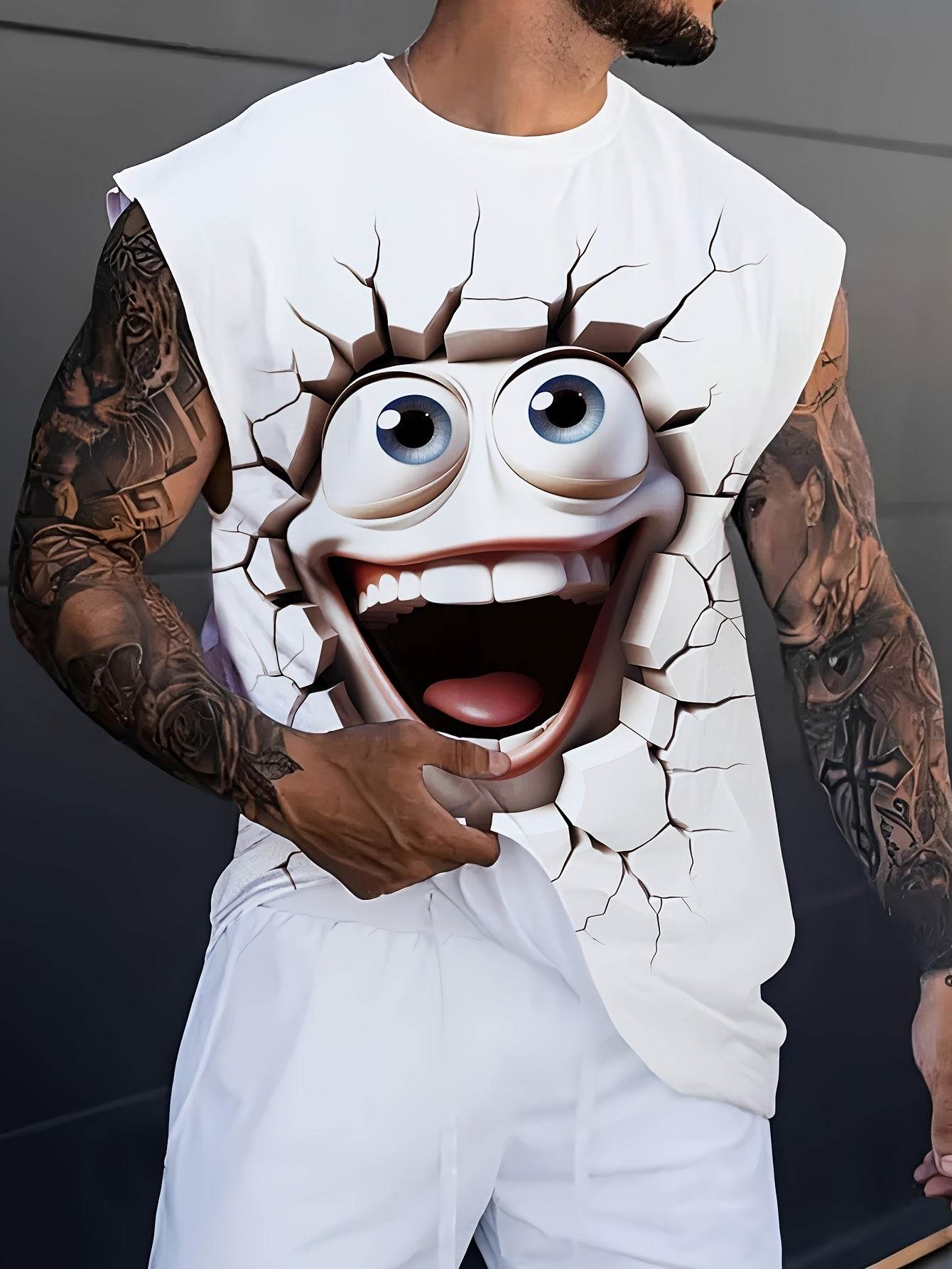 Men's Casual Sleeveless T-Shirt - 3D Printed Cartoon Design for Summer Fun - Buy Center US