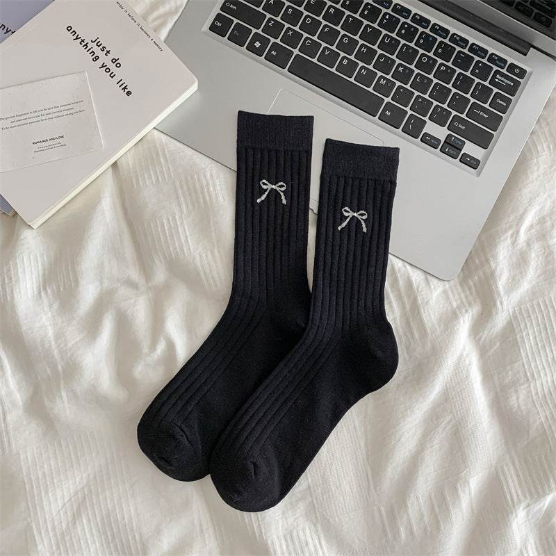 Cute Girl Bow Tube Socks - Breathable Cotton, Mid-Calf Length - Buy Center US
