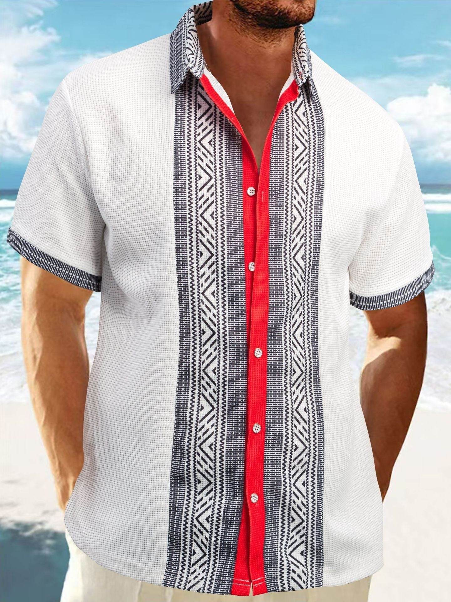 Buycenter Men's Printed Button Short Sleeve Shirt - S-XXXL Available - Buy Center US