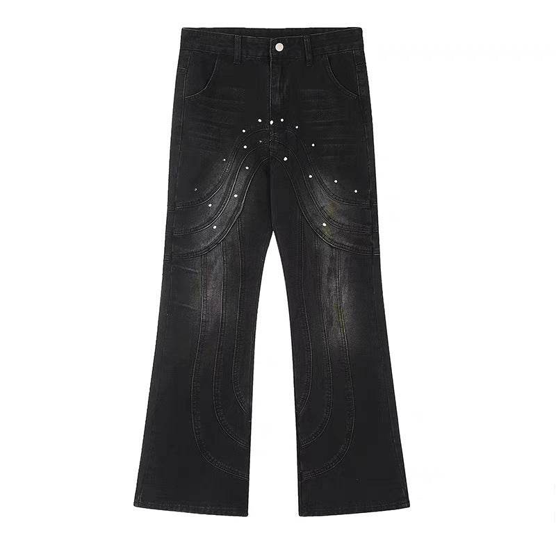 Men's Loose Design Stitching Jeans - Mid Waist Comfortable Denim - Buy Center US