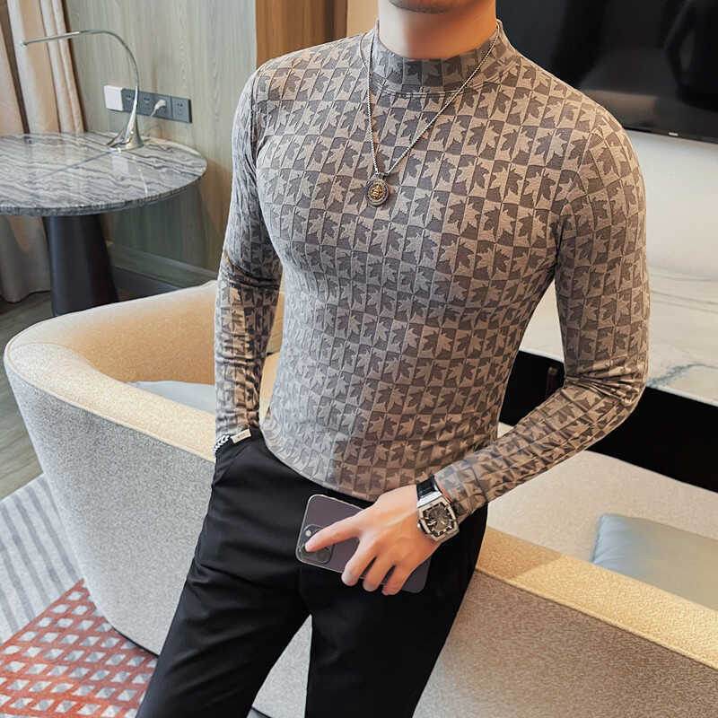 Men's Slim Fit Half-High Collar T-Shirt - Trendy Fashion Top for Adults - Buy Center US