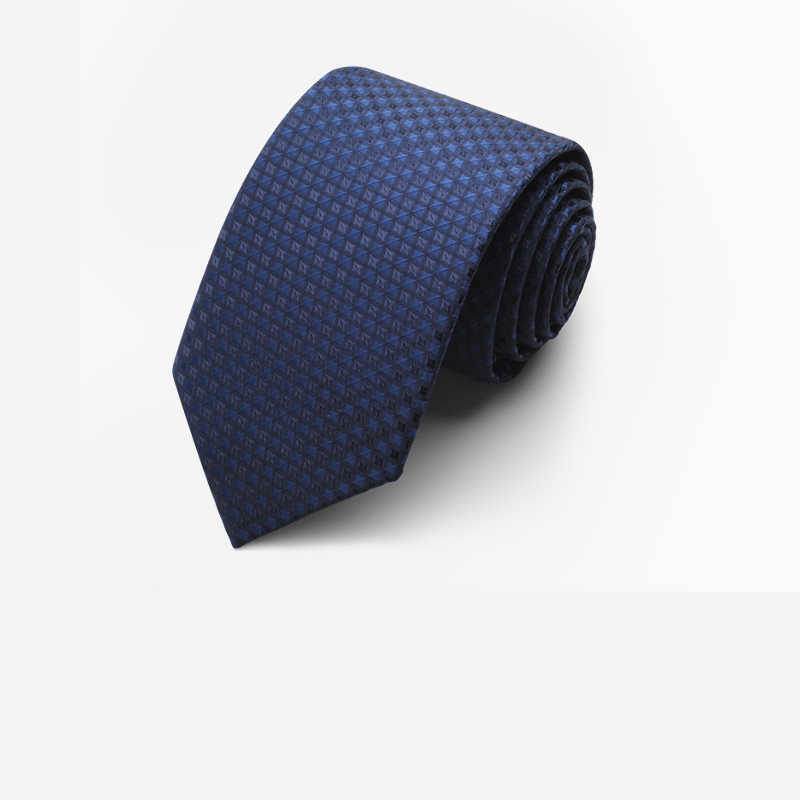 Buycenter Navy Blue Plaid Tie for Men - 7cm Business Casual Style - Buy Center US