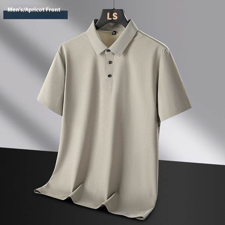 Buycenter Plus Size Seamless Polo Shirt - Ice Silk, Short Sleeve for Summer - Buy Center US