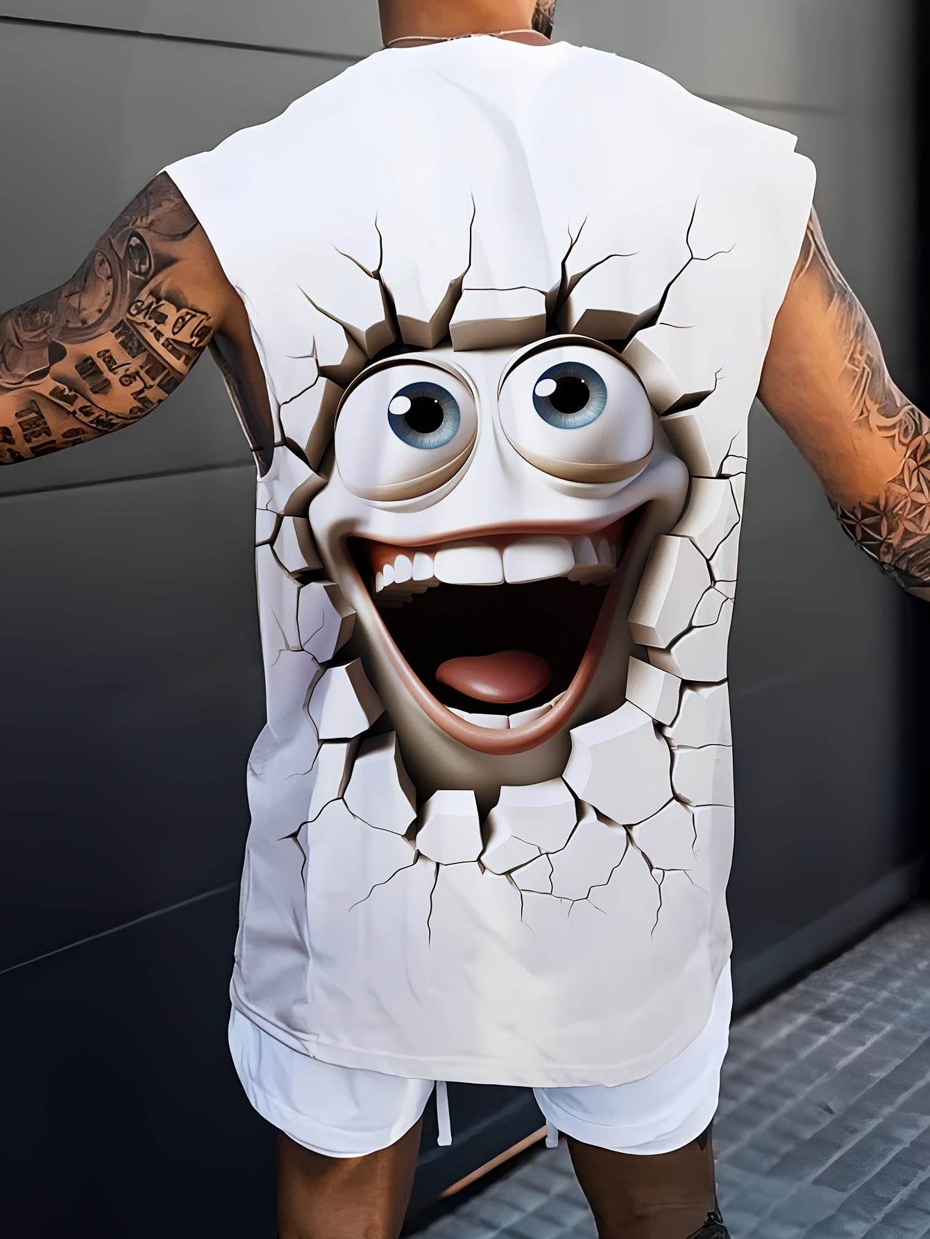Men's Casual Sleeveless T-Shirt - 3D Printed Cartoon Design for Summer Fun - Buy Center US